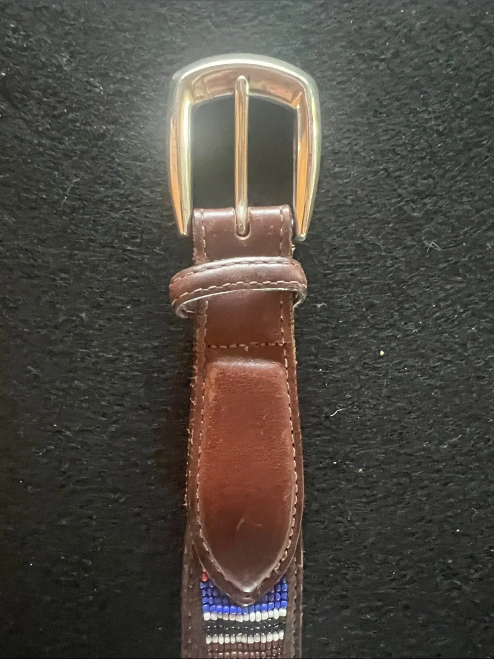 Brighton Brown Leather Belt with Multicolor Beading